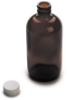 Bottle, storage, glass, amber, 237 mL, 6/pk with caps