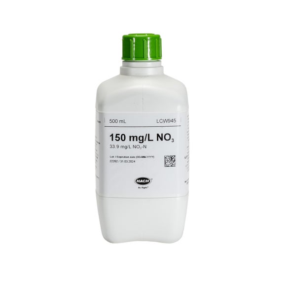 Standard di nitrato, 150 mg/L NO₃ (33,9 mg/L NO₃-N), 500 mL