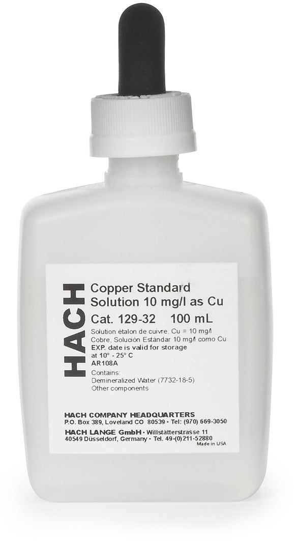 Soluzione standard di rame, 10 mg/L Cu (NIST), 100 mL MDB, per APA6000