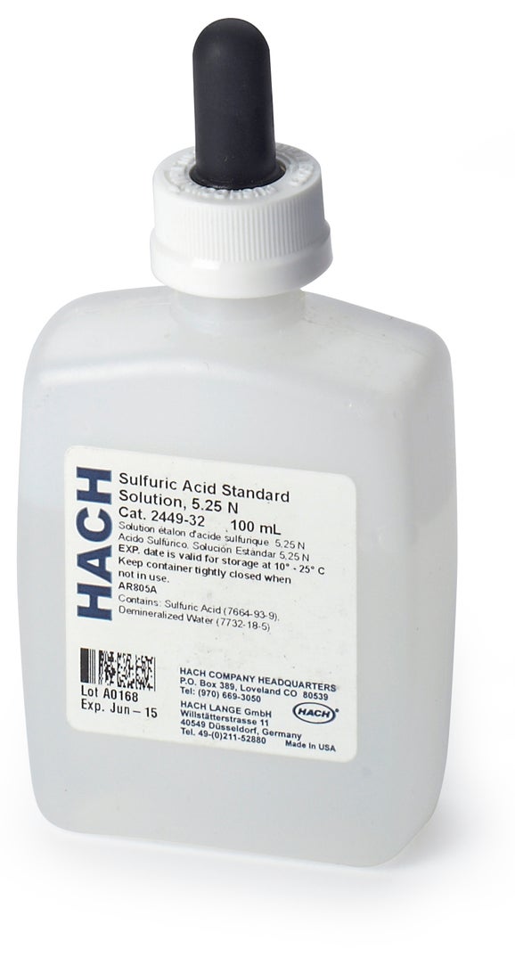 Soluzione standard di acido solforico, 5,25 N, 100 ml, Hach Italia -  Informazioni generali