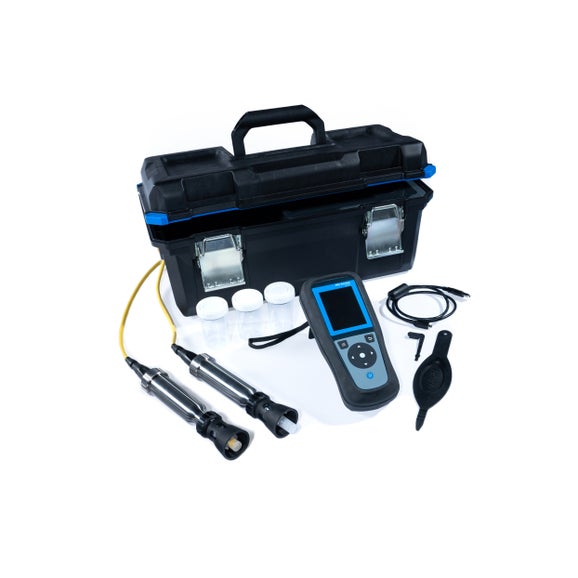 Multimetro portatile HQ2200 con elettrodo pH in gel rinforzato per uso in campo ed elettrodo per ossigeno disciolto, cavi da 5 m